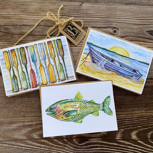 Fishing-themed Notecard Set – 6 Pack-Greeting & Note Cards-Breadcrumbs Paper Co
