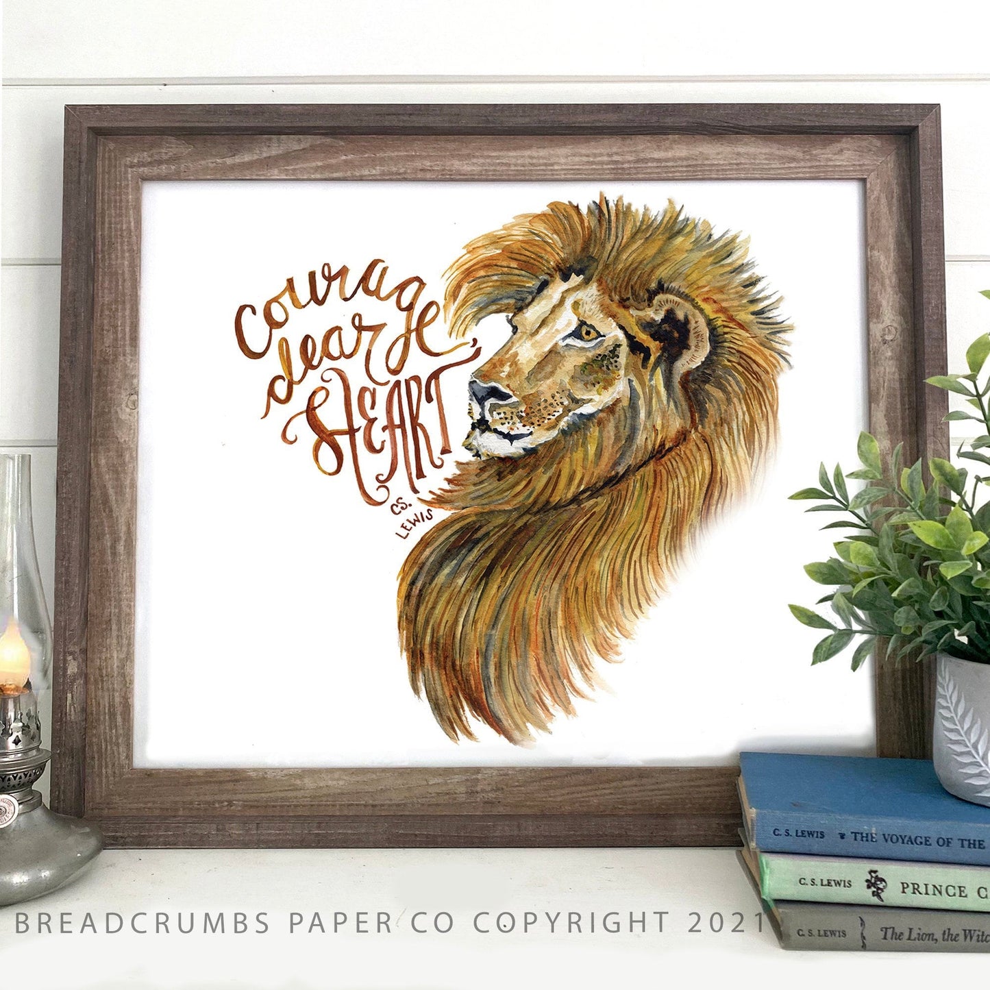 "Courage, Dear Heart" Aslan Quote Print-Posters, Prints, & Visual Artwork-Breadcrumbs Paper Co