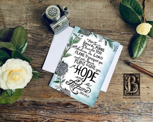 "For I Know the Plans I Have for You" Jeremiah 29:11 Card-Greeting & Note Cards-Breadcrumbs Paper Co
