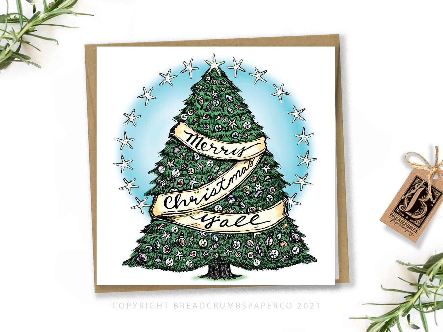 "Merry Christmas, Y'all!" Card-Greeting & Note Cards-Breadcrumbs Paper Co