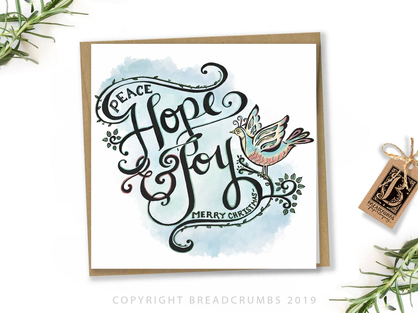 Peace, Hope, and Joy Christmas Card-Greeting & Note Cards-Breadcrumbs Paper Co