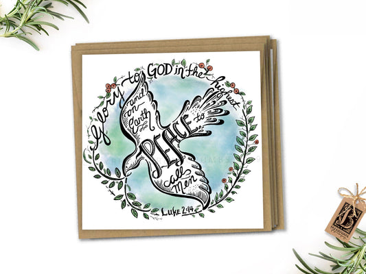 "Peace" Luke 2:14 Christmas Card-Greeting & Note Cards-Breadcrumbs Paper Co
