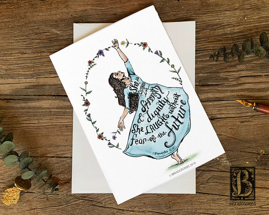 "She is Clothed with Strength" Proverbs 31:25 Card-Greeting & Note Cards-Breadcrumbs Paper Co